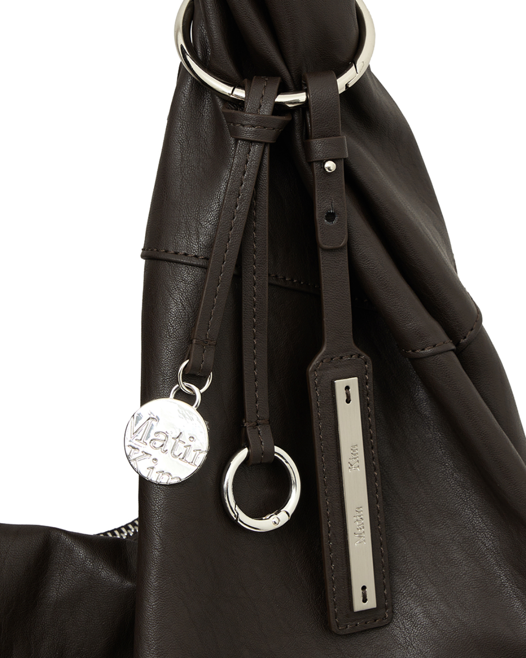 MATIN KIM 046 Twist Handle Large Hobo Back - Dark Brown