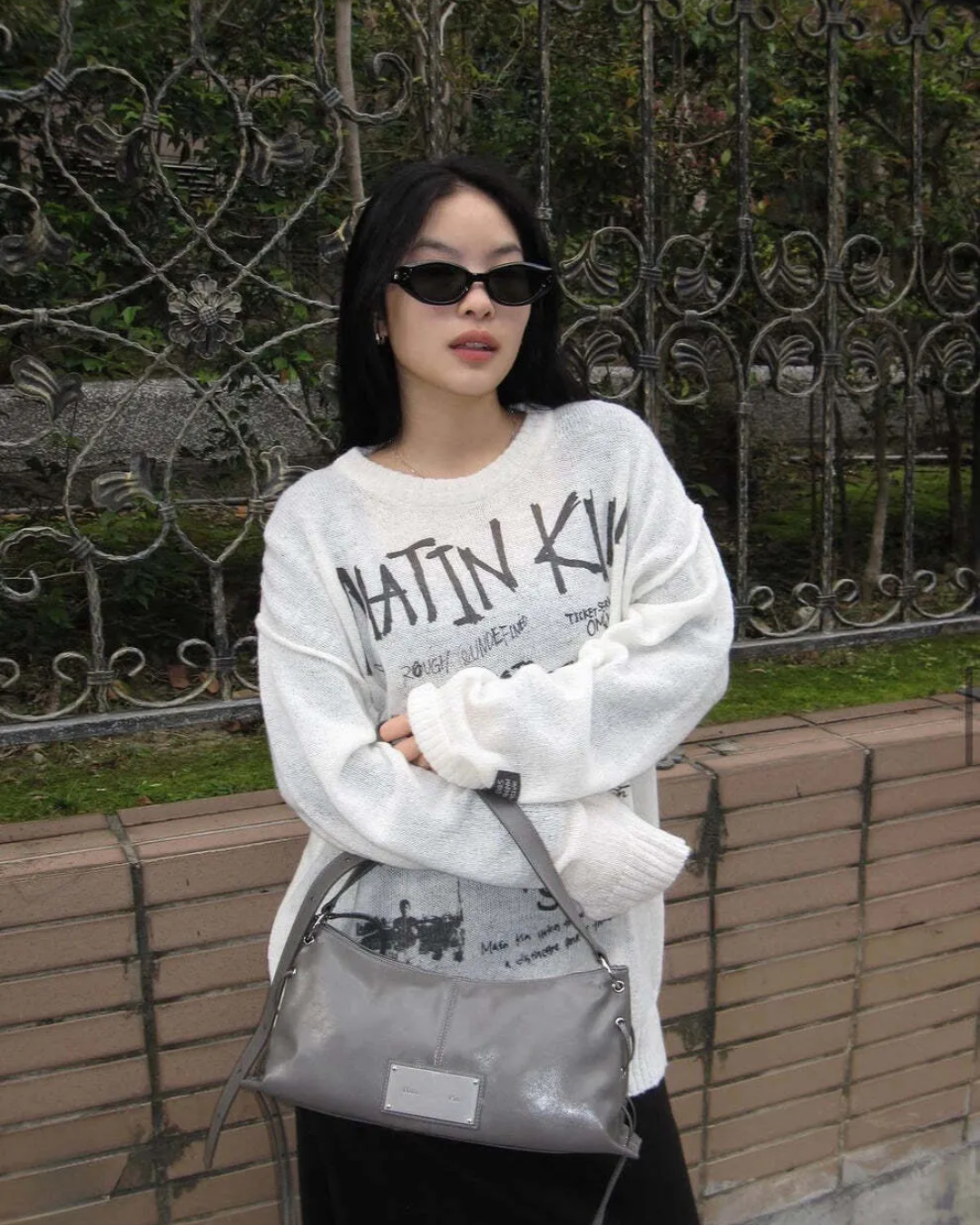 MATIN KIM 052 Eyelet Shirring Shoulder Bag