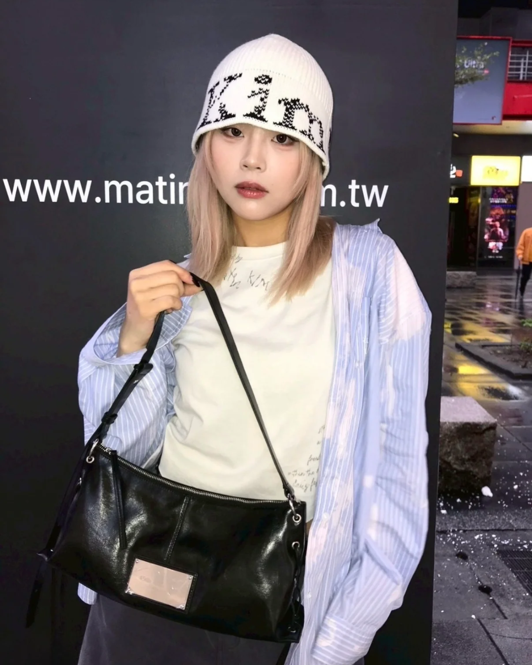 MATIN KIM 052 Eyelet Shirring Shoulder Bag
