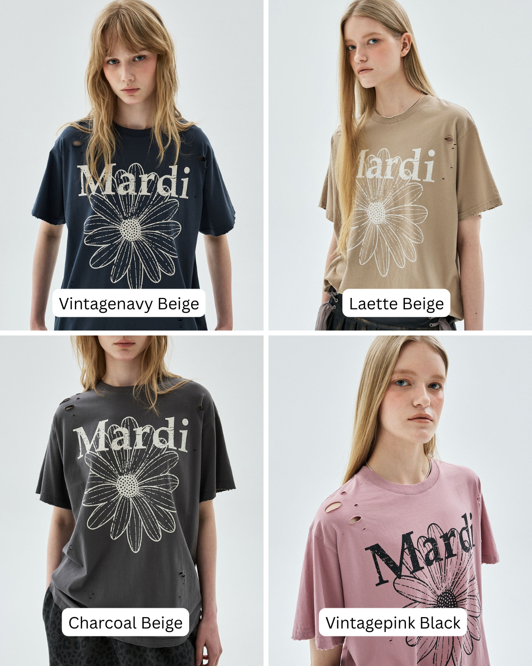 MARDI 101 TSHIRT FLOWERMARDI CRACKED DESTROYED
