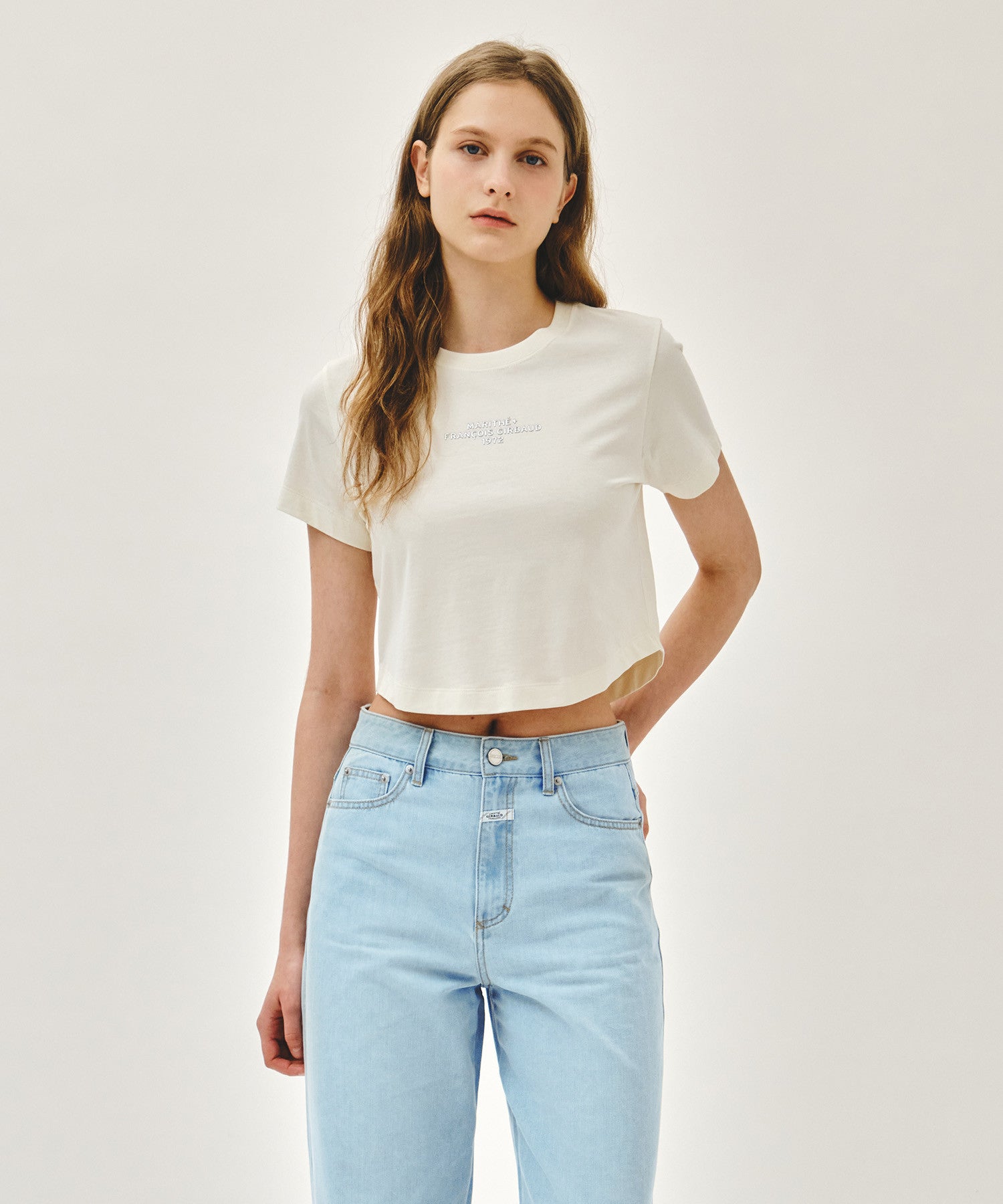 Marithe 054 W SILVER LETTERING CROP TEE