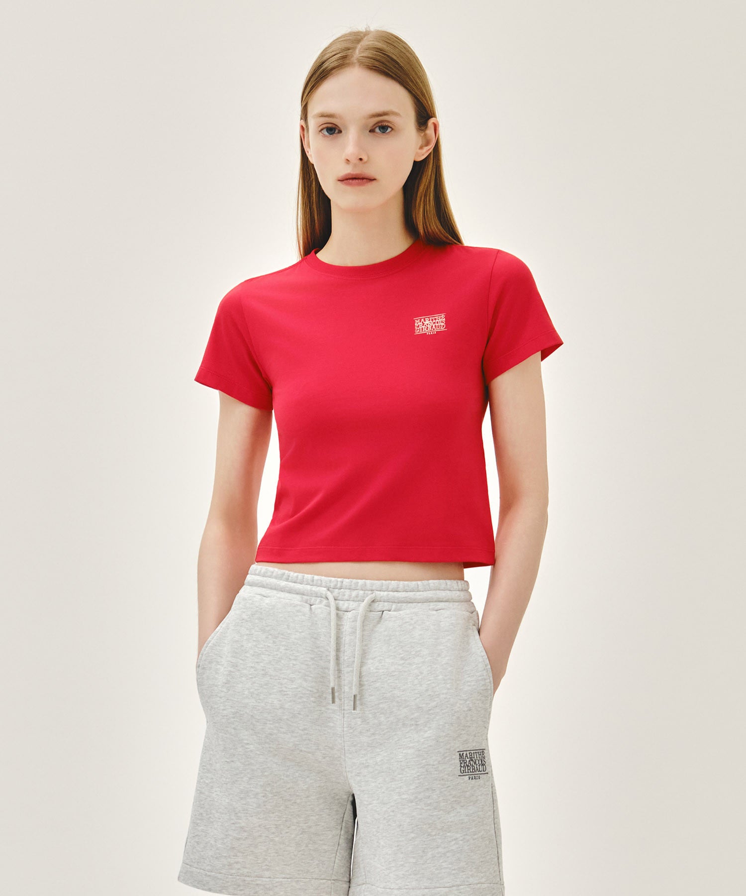 Marithe 055 W ANTIQUE CLASSIC LOGO SLIM CROP TEE
