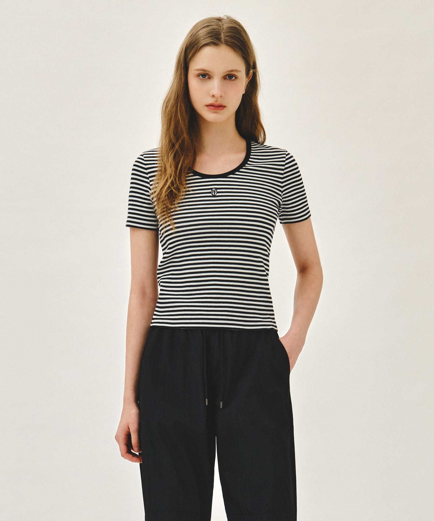 Marithe 063 W DEEP NECK RINGER TEE
