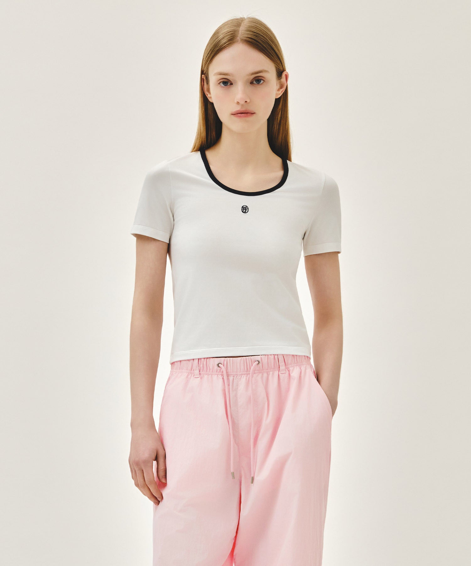 Marithe 063 W DEEP NECK RINGER TEE