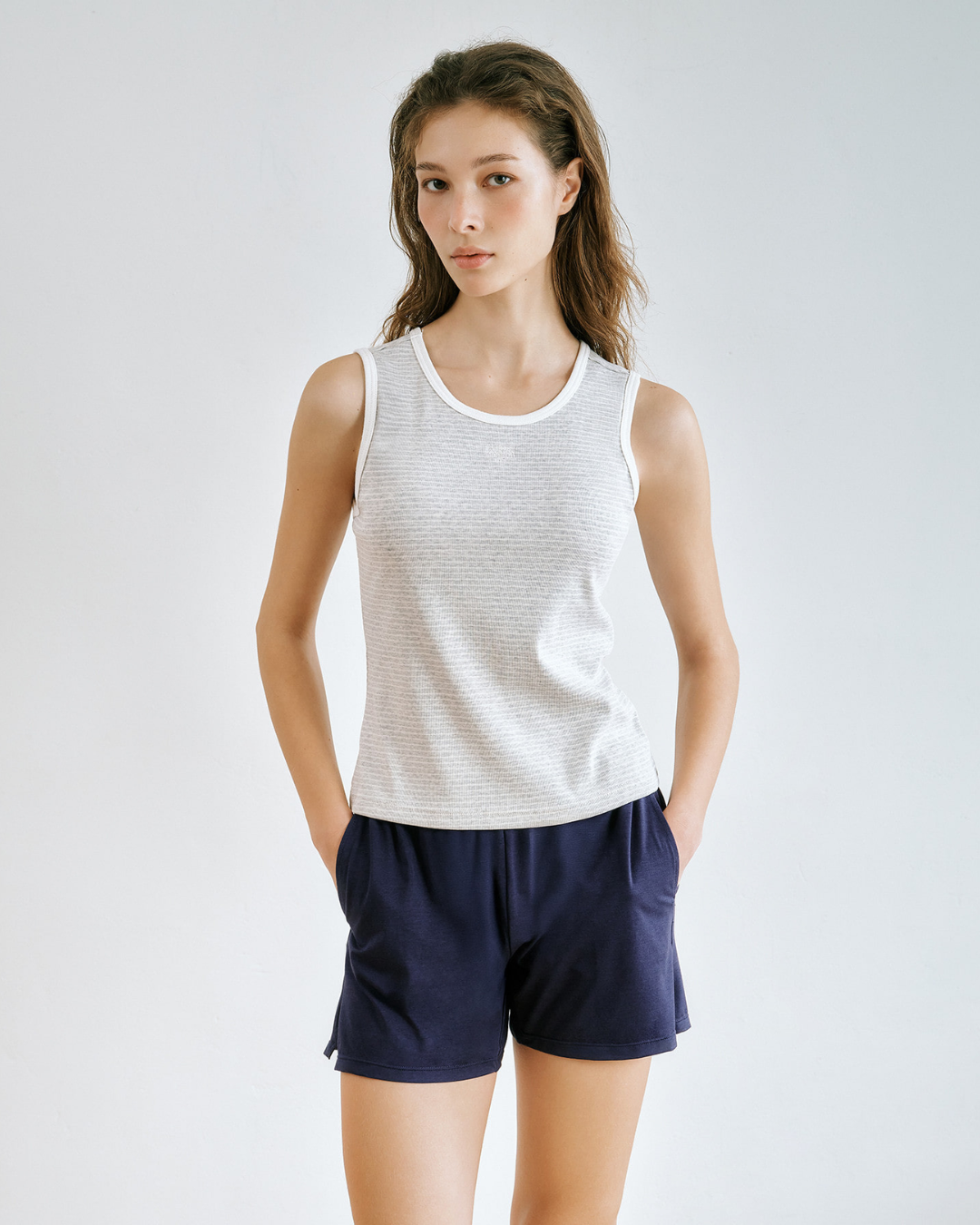 Marithe 083 W Classic Logo Ringer Tank Bra Top