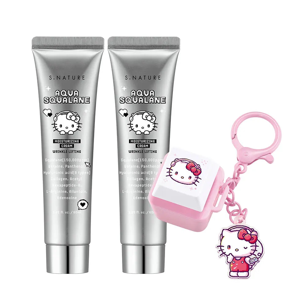 S.NATURE Aqua Squalane Moisturizing Cream | 60ml+60ml + Hello Kitty Key Cap