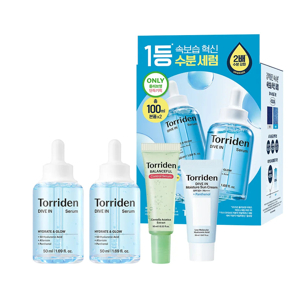 TORRIDEN Dive-In Serum | 50ml+50ml+Cica serum 20ml + Sun screen 20ml