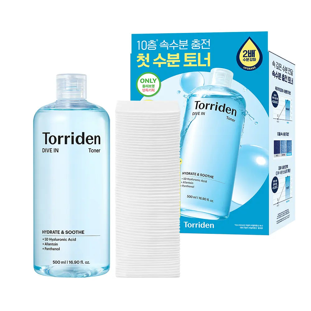 TORRIDEN Dive In Low Molecular Hyaluronic Acid Toner | 500ml FREE 60 COTTON PAD