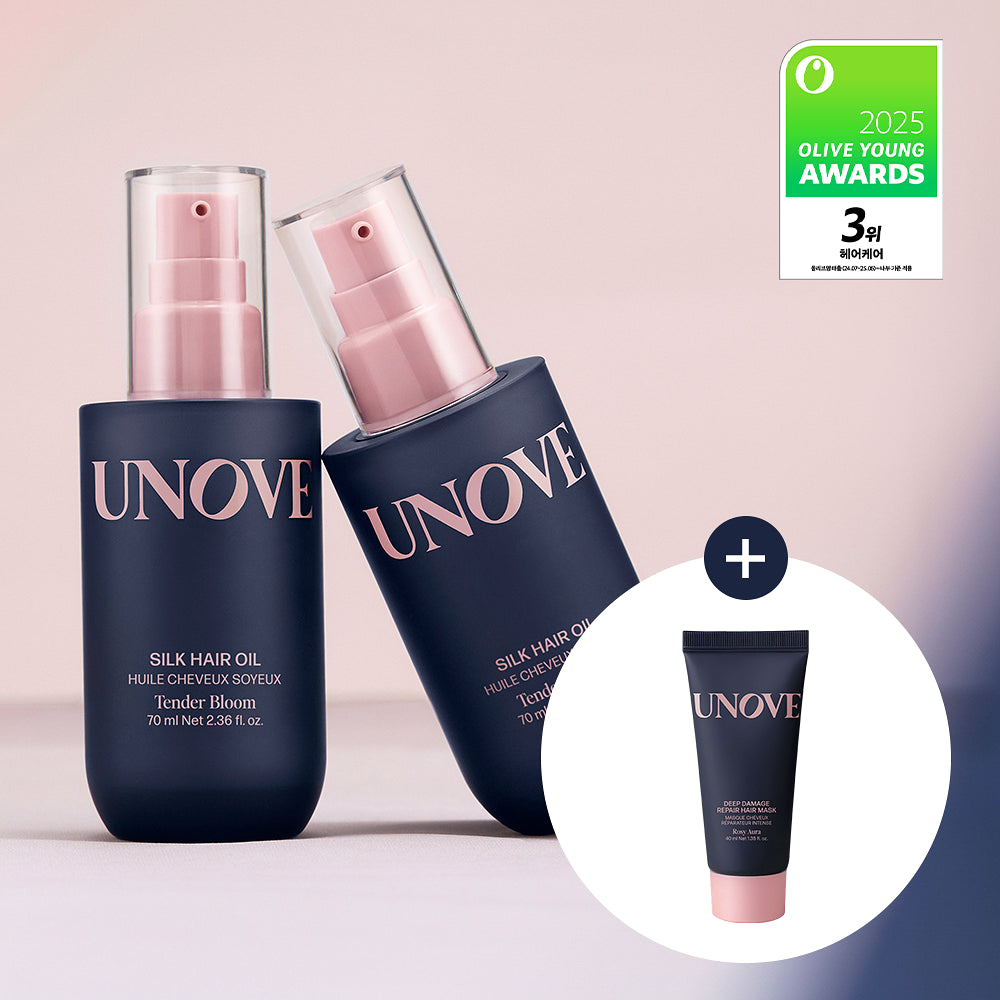 UNOVE Silk Oil Essence (Tender Bloom)  | 70ml+70ml + Hair Mask 40ml