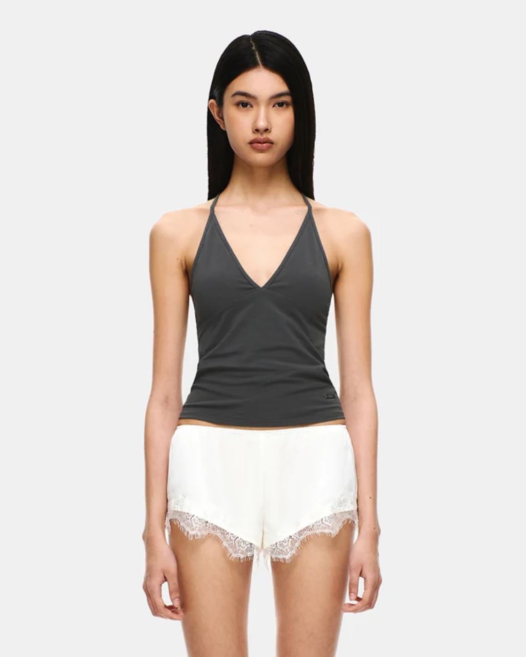 VERISH 027 Soft Cotton Deep V Neck Halter Bra Top