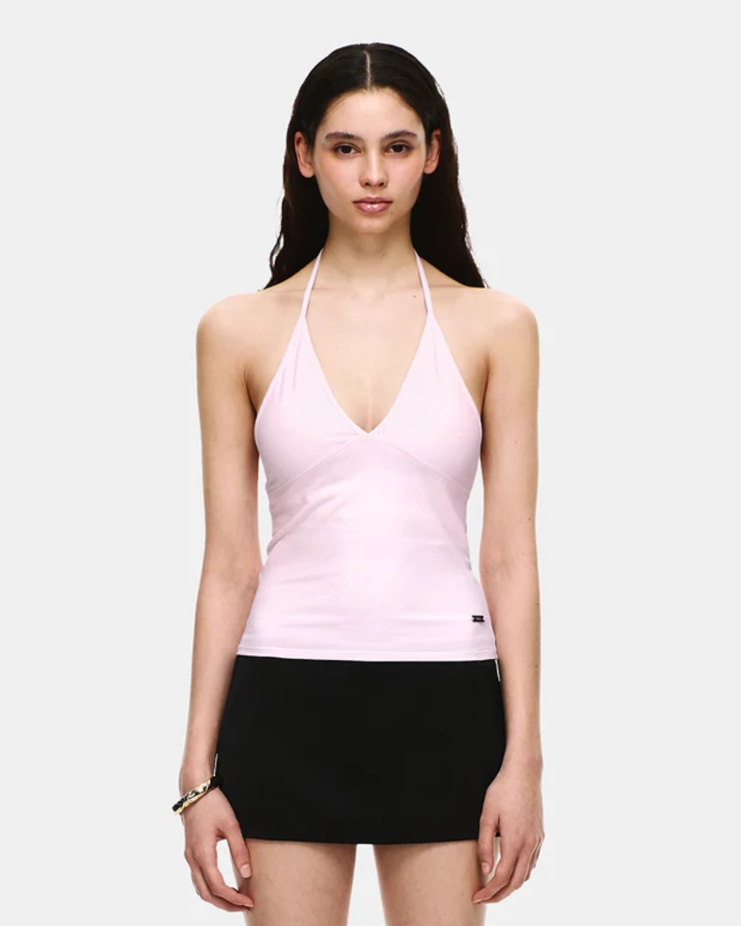 VERISH 027 Soft Cotton Deep V Neck Halter Bra Top