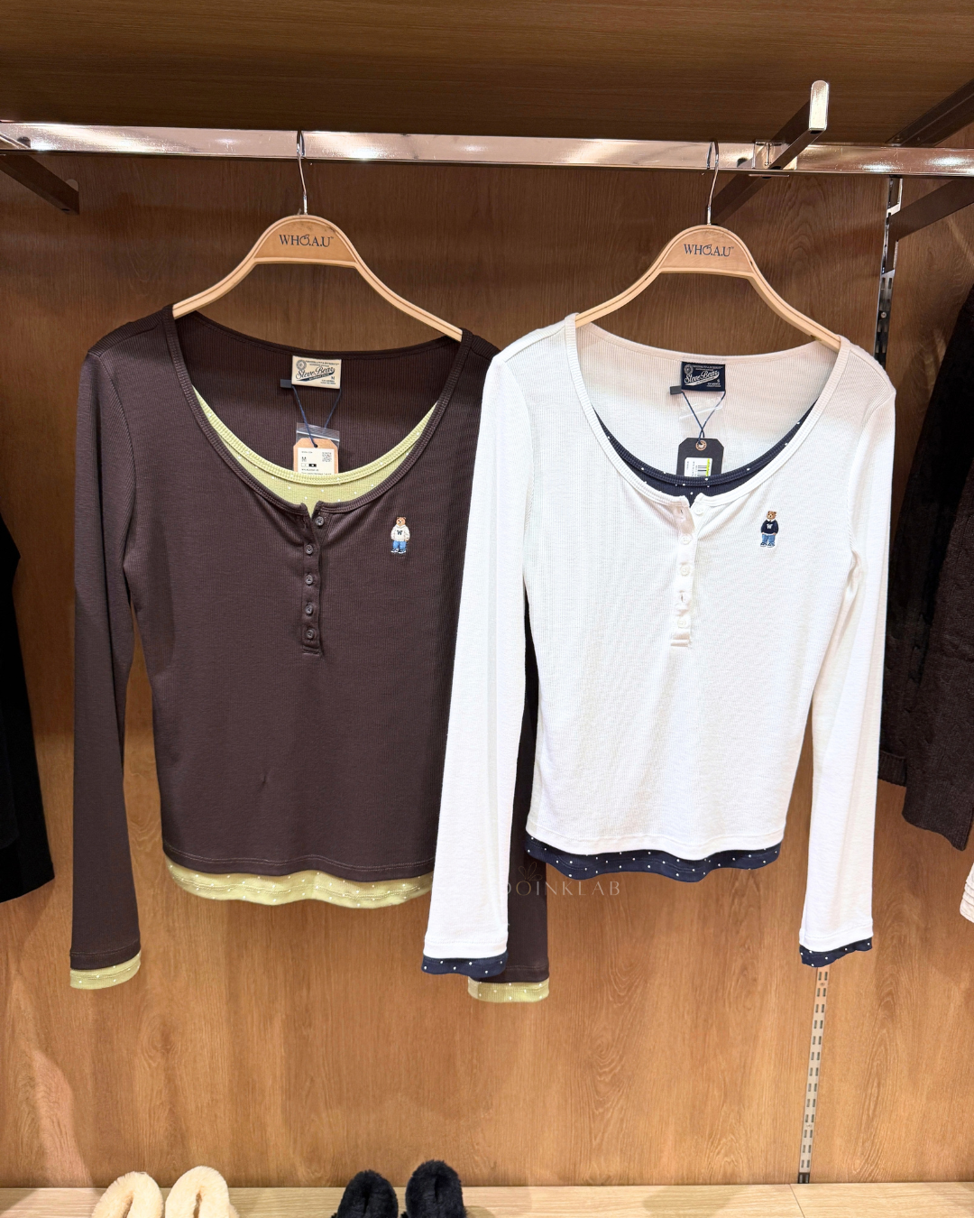 WHOAU 020 Layered Henryneck Long Sleeve T-shirt