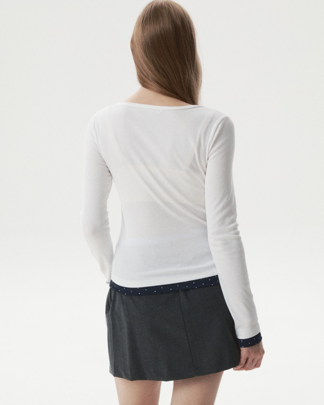 WHOAU 020 Layered Henryneck Long Sleeve T-shirt