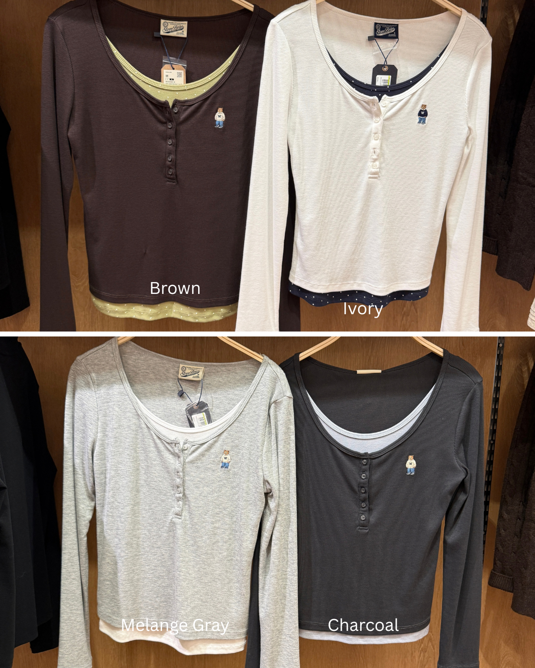WHOAU 020 Layered Henryneck Long Sleeve T-shirt