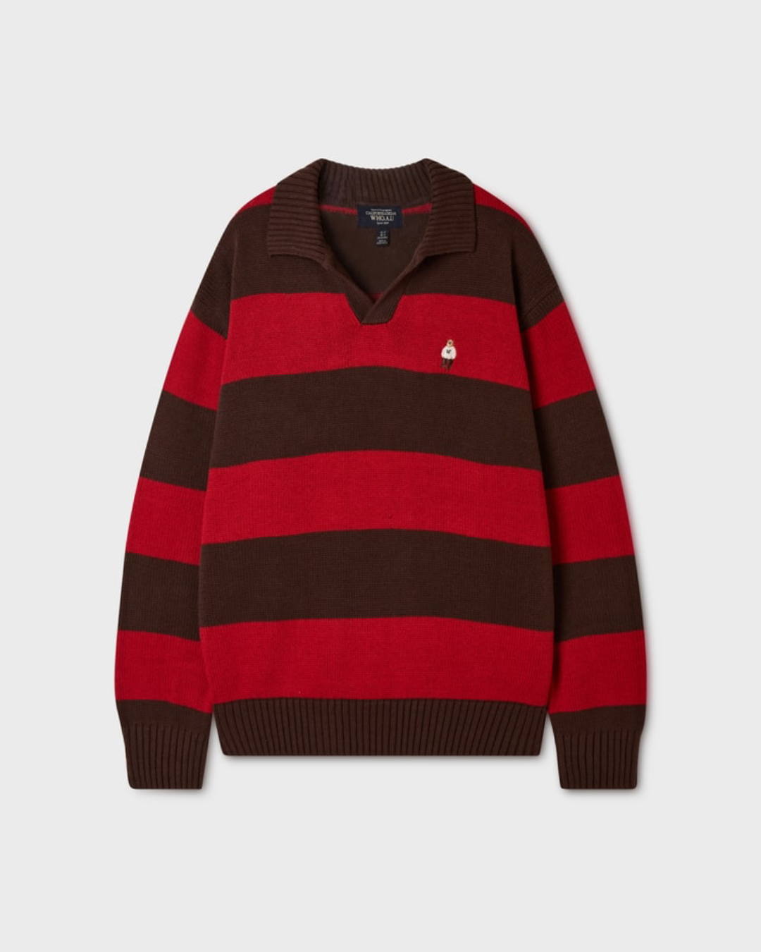 WHOAU 021 Steve Open Collar Stripe Pullover
