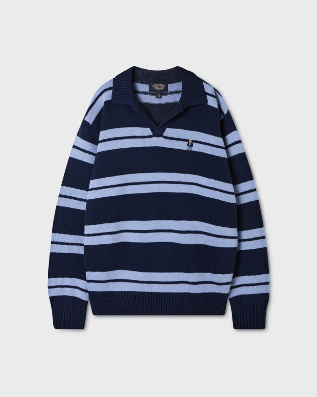 WHOAU 021 Steve Open Collar Stripe Pullover