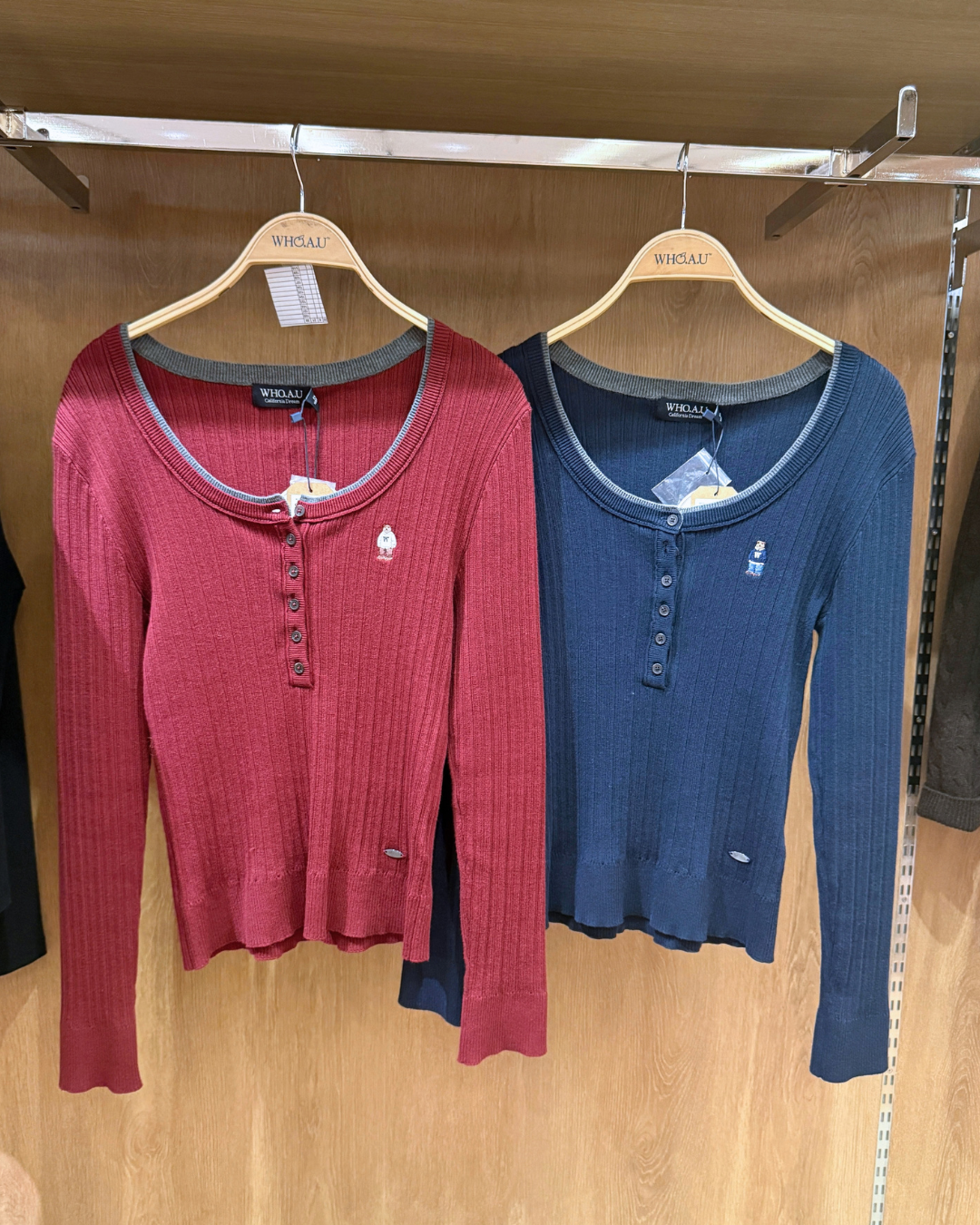 WHOAU 024 Steve Ribbed Henley Neck Pullover