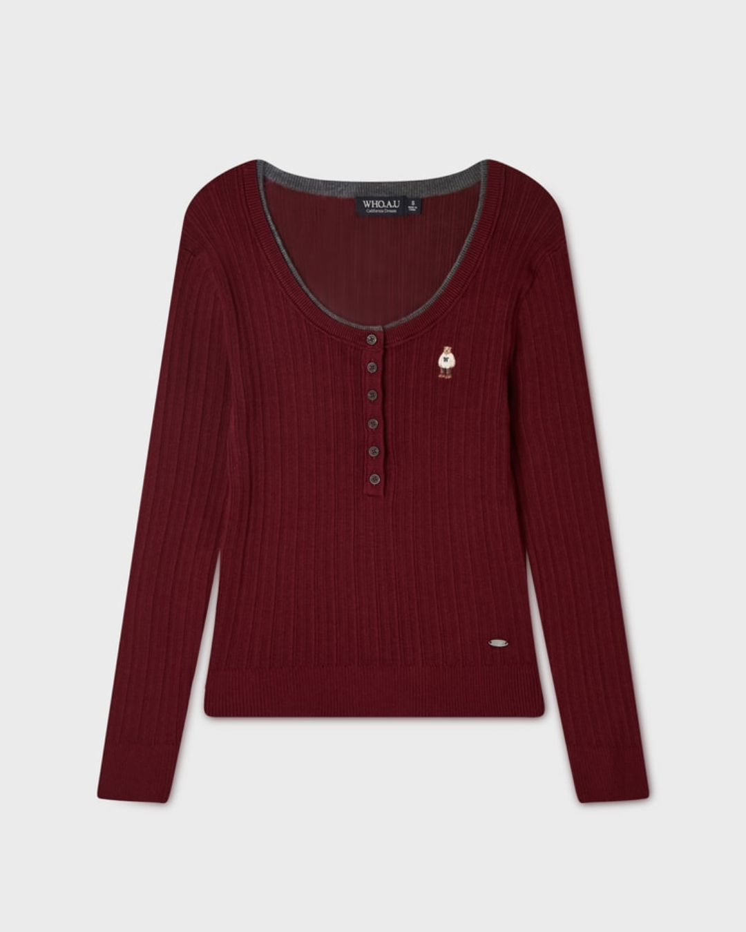 WHOAU 024 Steve Ribbed Henley Neck Pullover