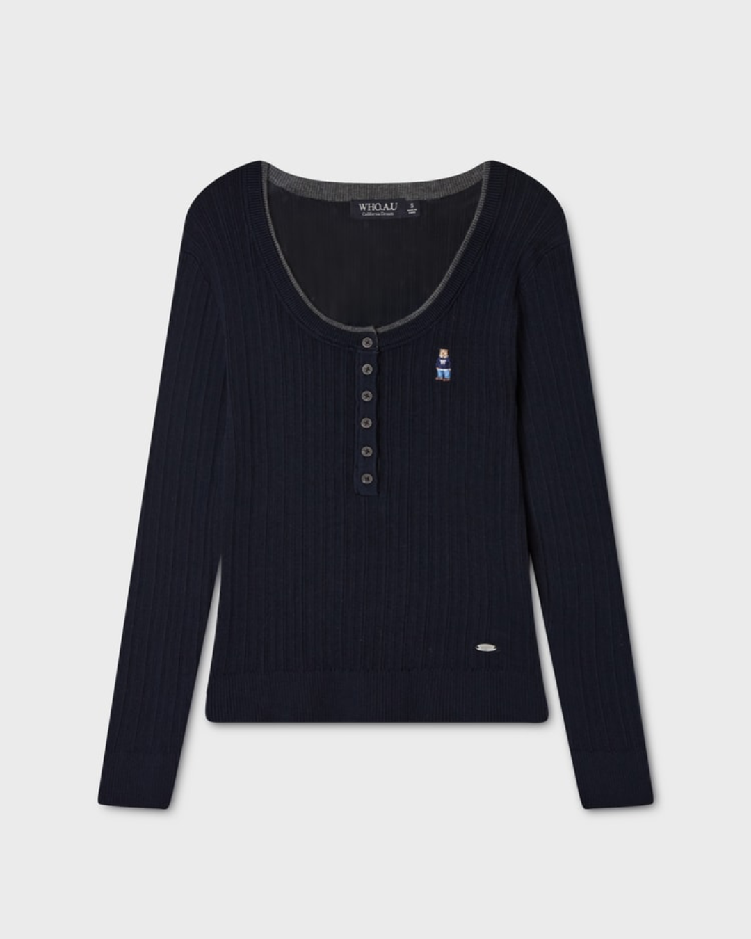 WHOAU 024 Steve Ribbed Henley Neck Pullover