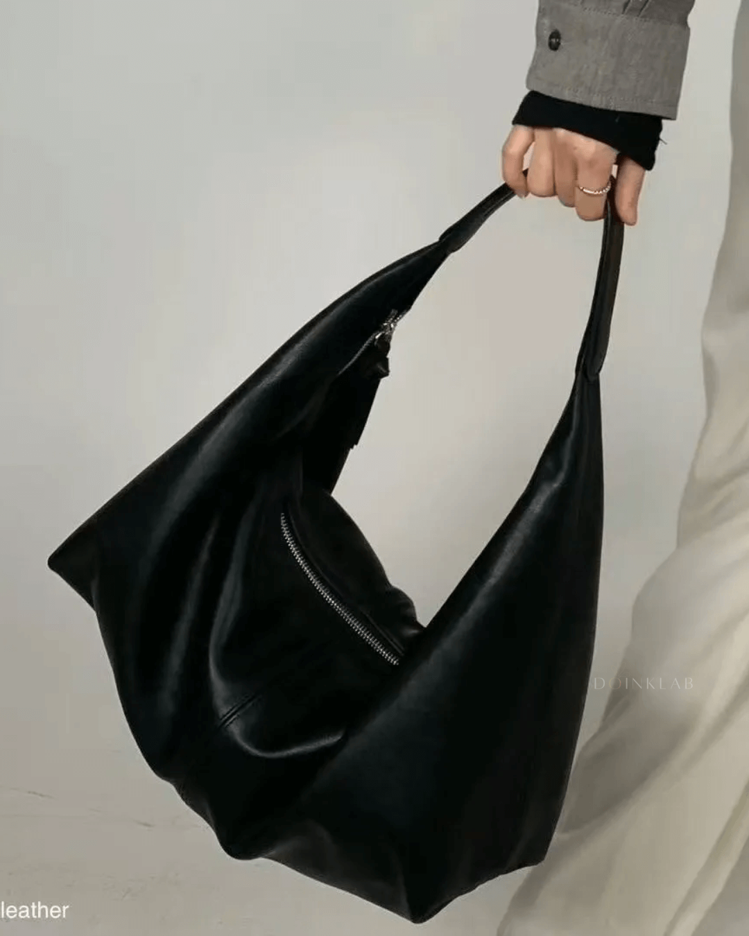 Bucks and Leather Swing Bag L自然皱褶随性手提包 大号 Large 010