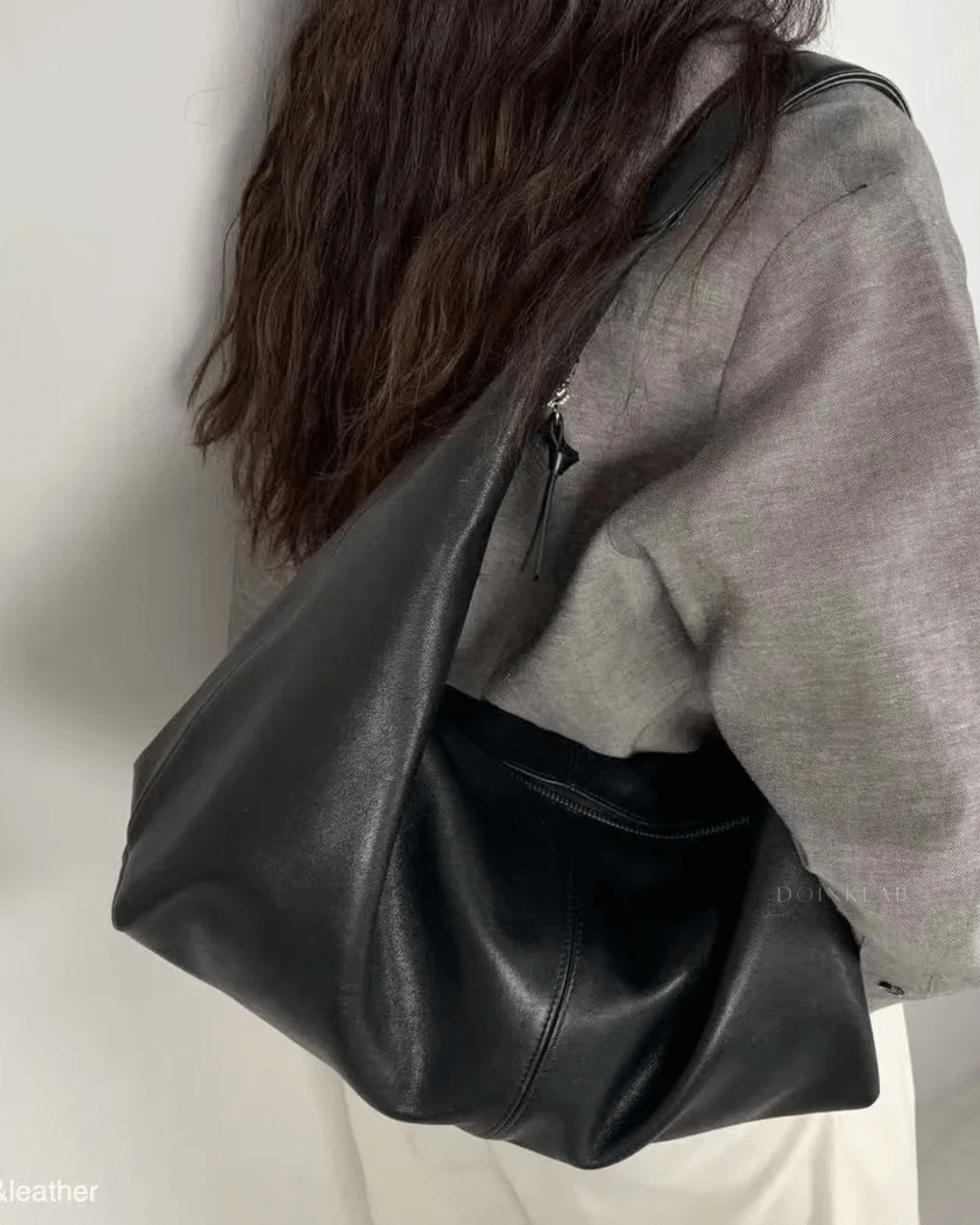 Bucks and Leather Swing Bag L自然皱褶随性手提包 大号 Large 010