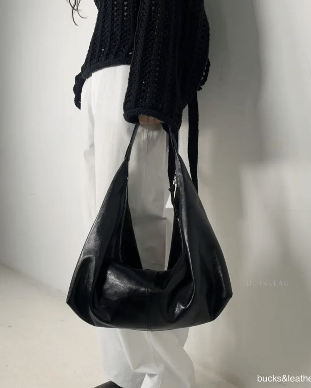 Bucks and Leather Swing Bag L自然皱褶随性手提包 大号 Large 010