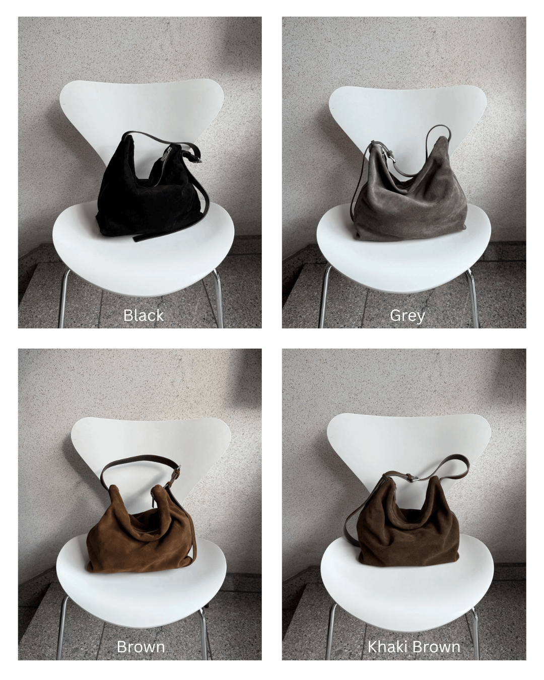 BUCKS AND LEATHER Low Bag Suede 新款拉链慵懒包-麂皮
