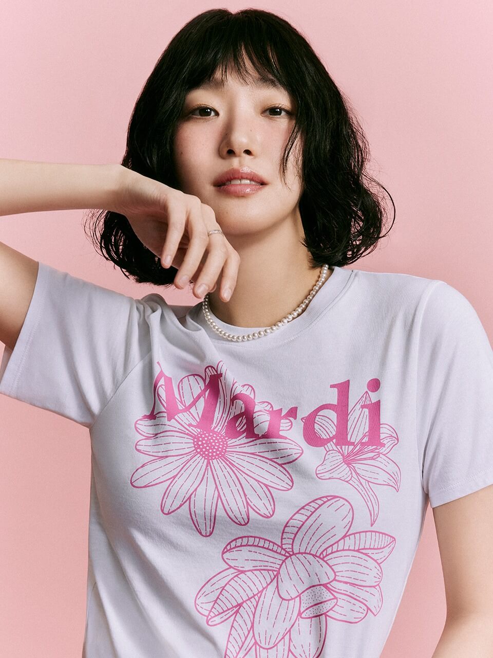 MARDI MERCREDI Slim Tshirt Triple Flower