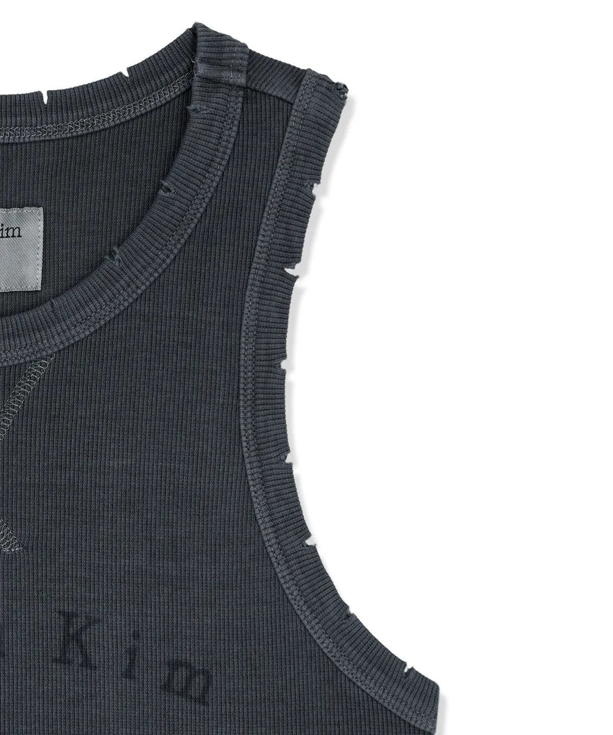 MATIN KIM DISTRESSED SLEEVELESS LOGO TOP