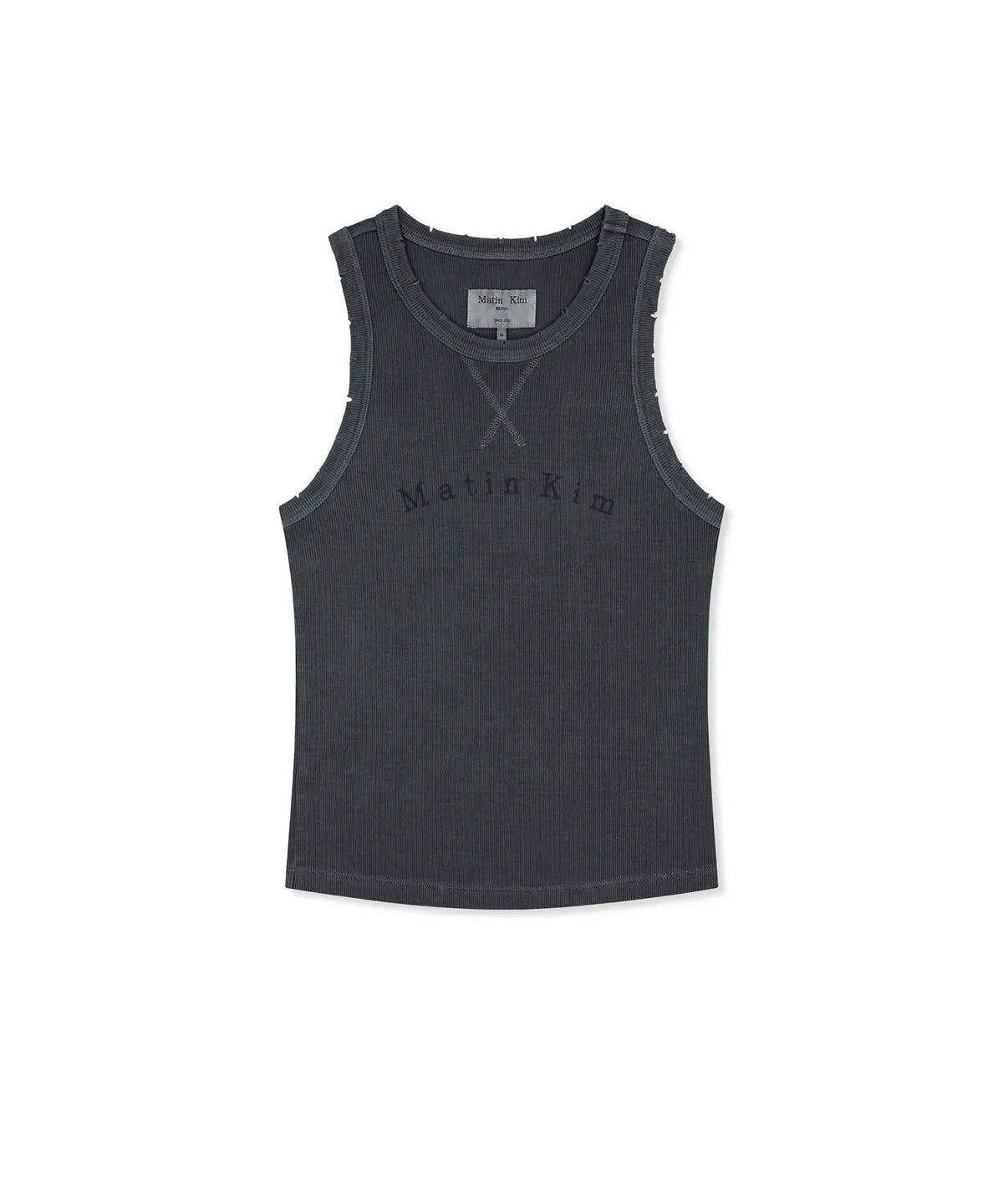 MATIN KIM DISTRESSED SLEEVELESS LOGO TOP