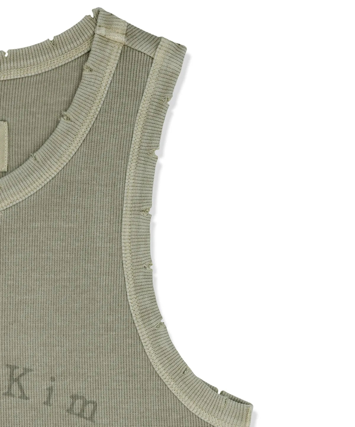 MATIN KIM DISTRESSED SLEEVELESS LOGO TOP