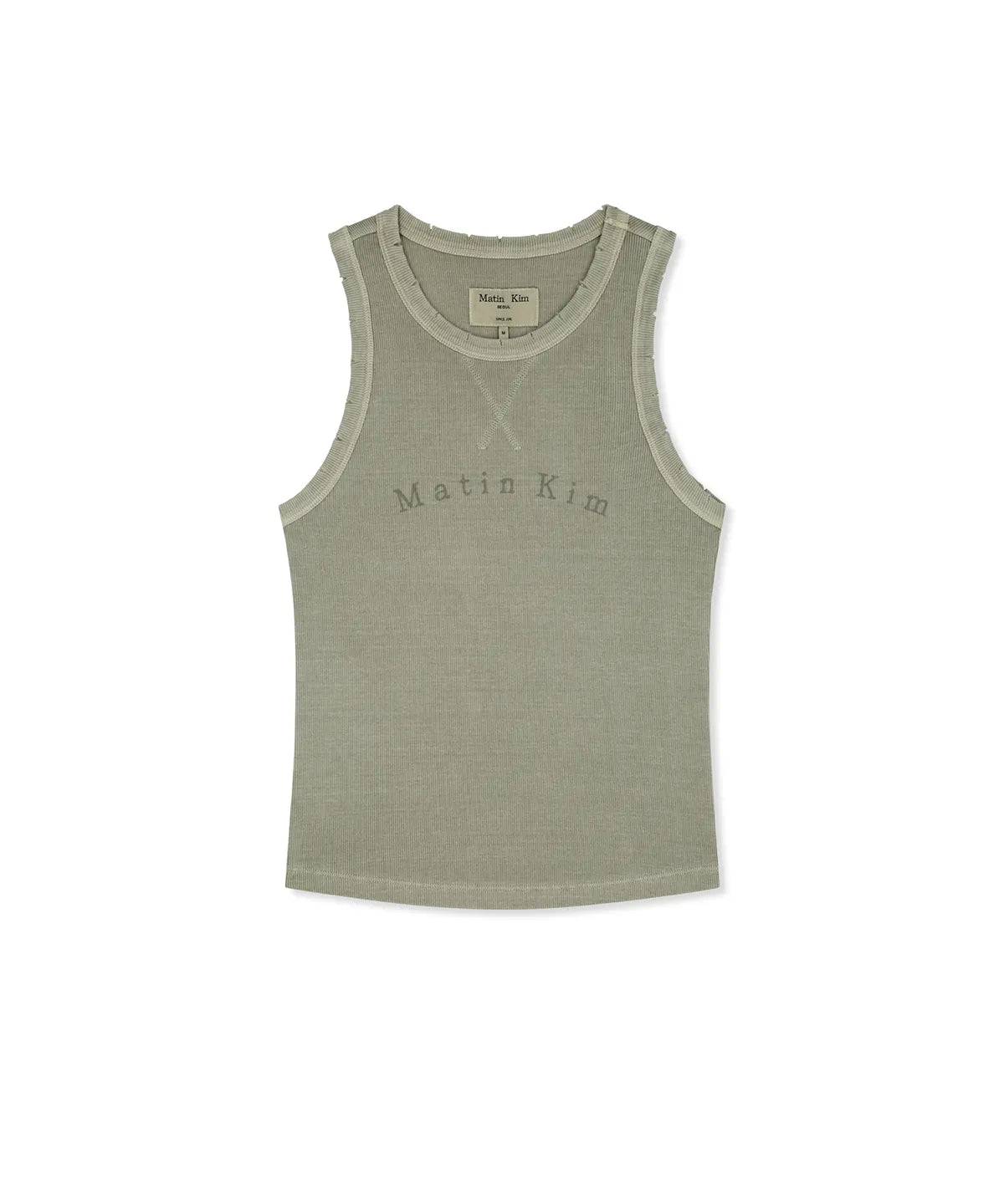 MATIN KIM DISTRESSED SLEEVELESS LOGO TOP