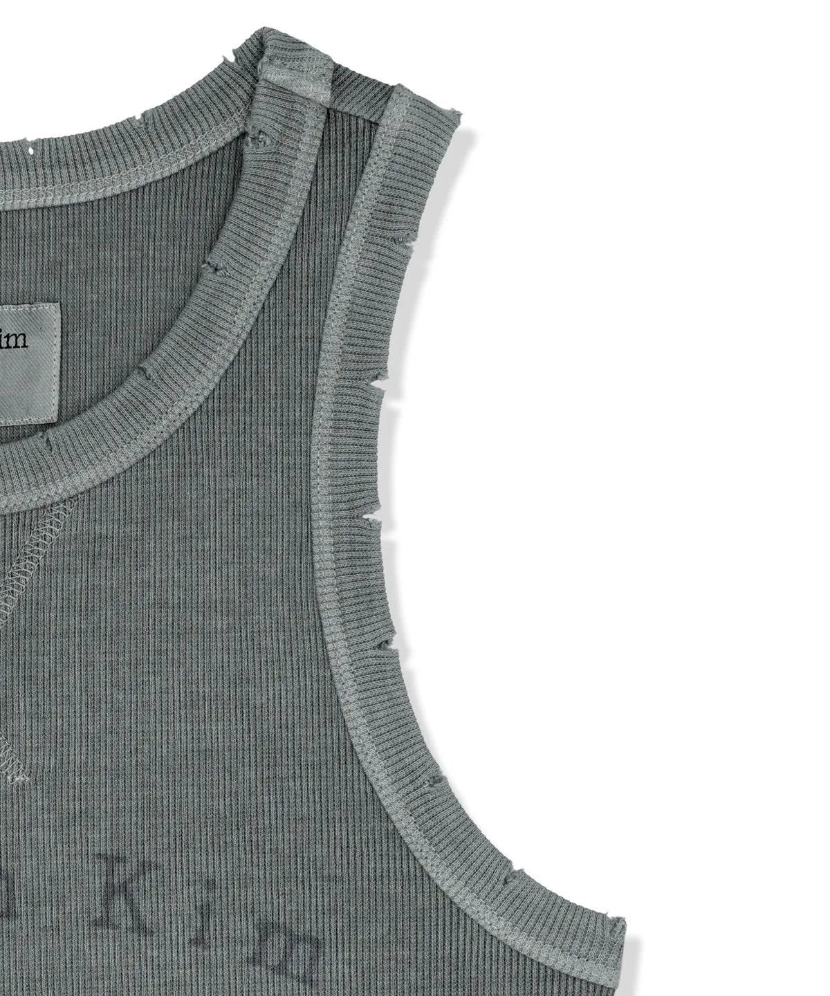 MATIN KIM DISTRESSED SLEEVELESS LOGO TOP