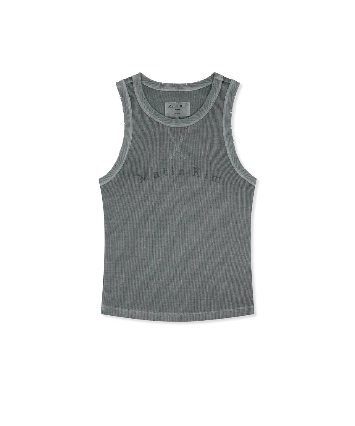 MATIN KIM DISTRESSED SLEEVELESS LOGO TOP