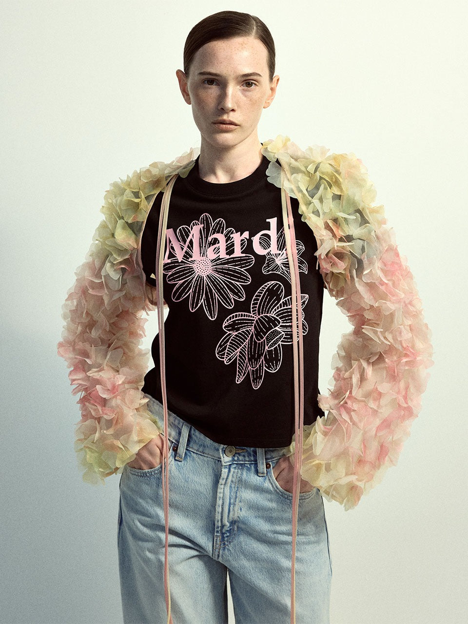 MARDI MERCREDI Slim Tshirt Triple Flower