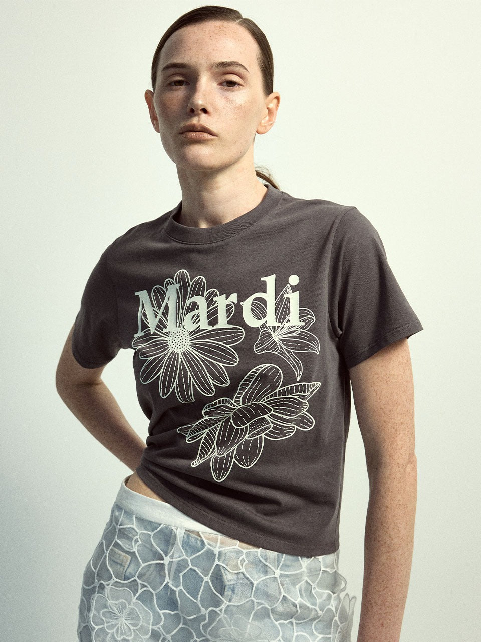 MARDI MERCREDI Slim Tshirt Triple Flower