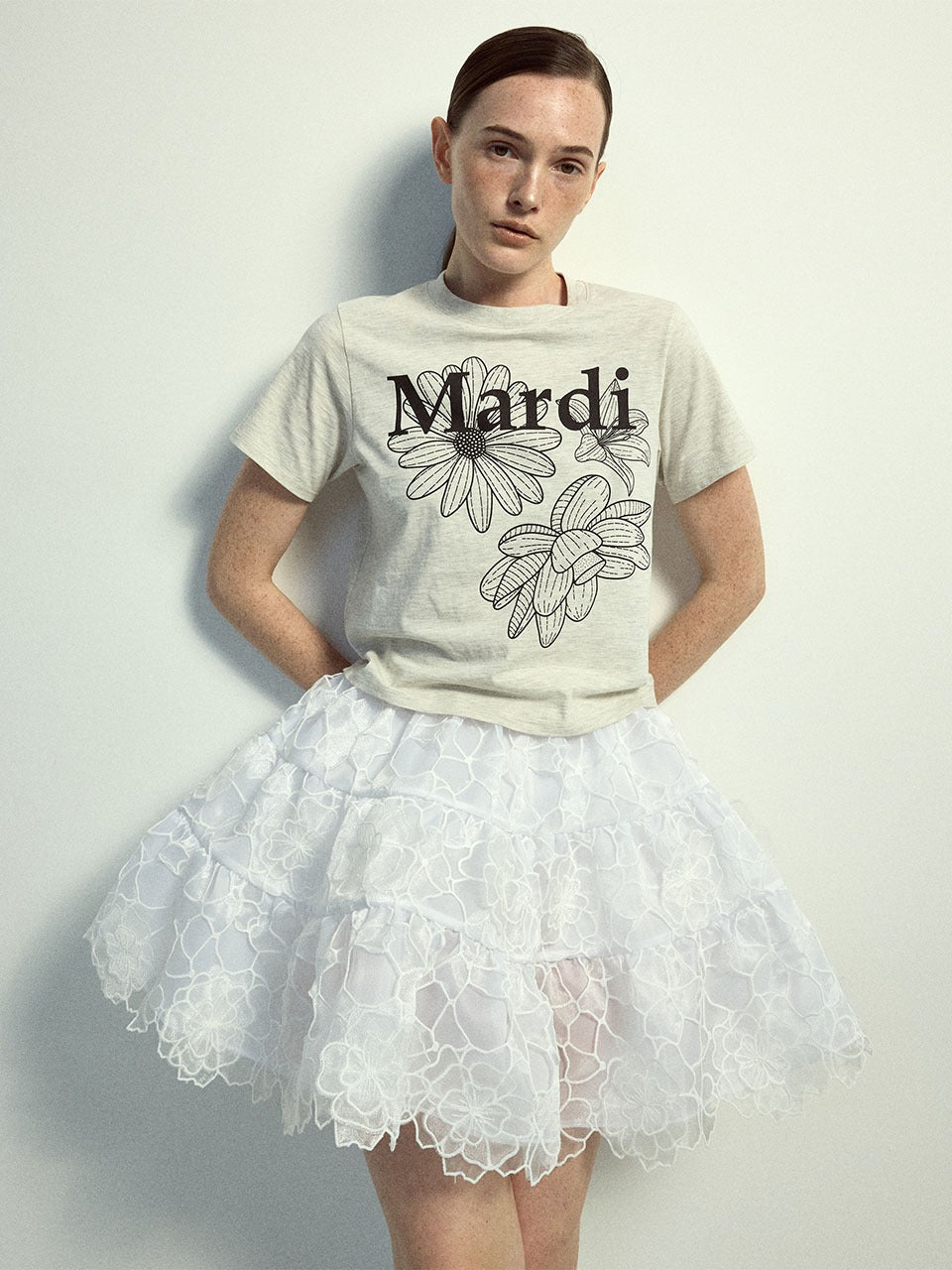 MARDI MERCREDI Slim Tshirt Triple Flower