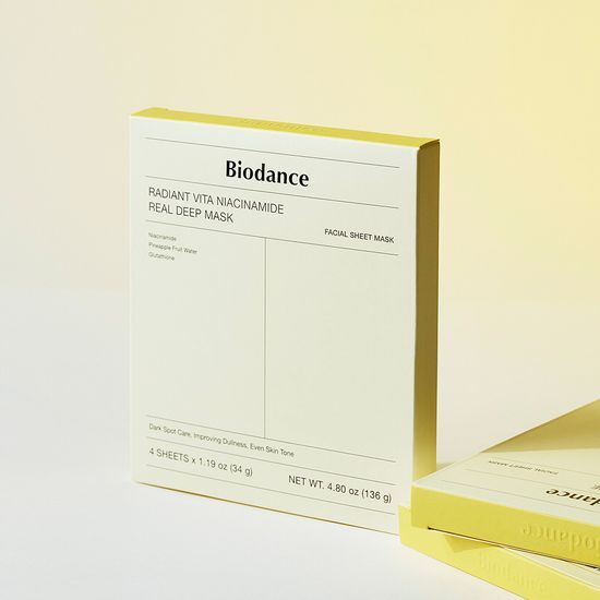 BIODANCE Radiant Vita Niacinamide Real Deep Mask Sheet 4pcs(Yellow)