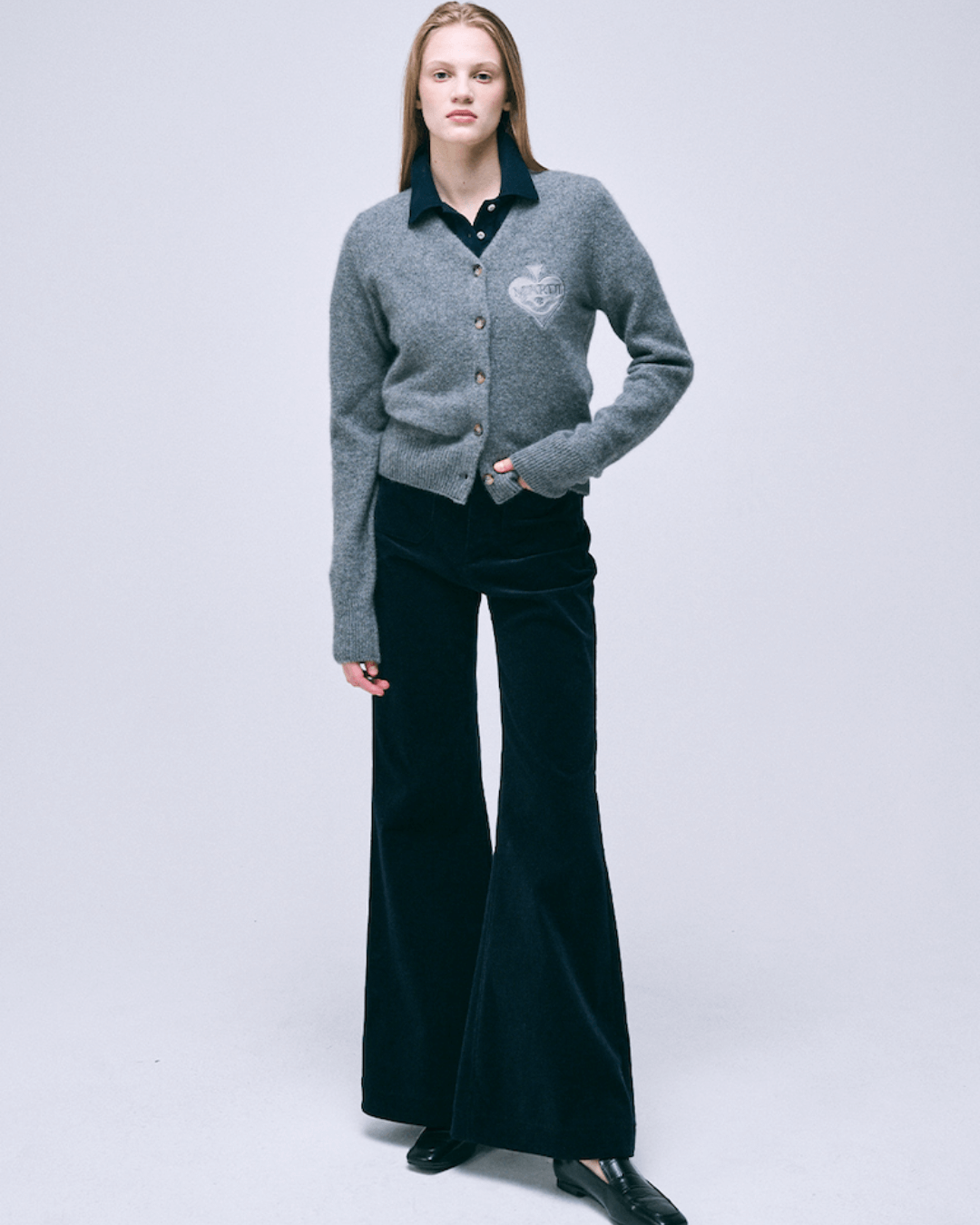 MARDI MERCREDI RACCOON BLENDED CARDIGAN V NECK SPADE