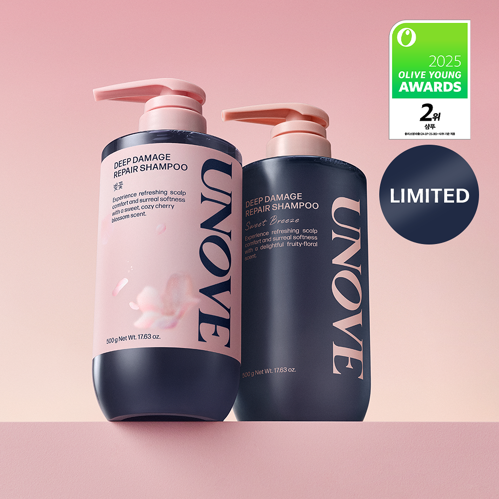 UNOVE Deep Damage Repair Shampoo | 500ml Cherry Blossom +500ml Sweet Breeze