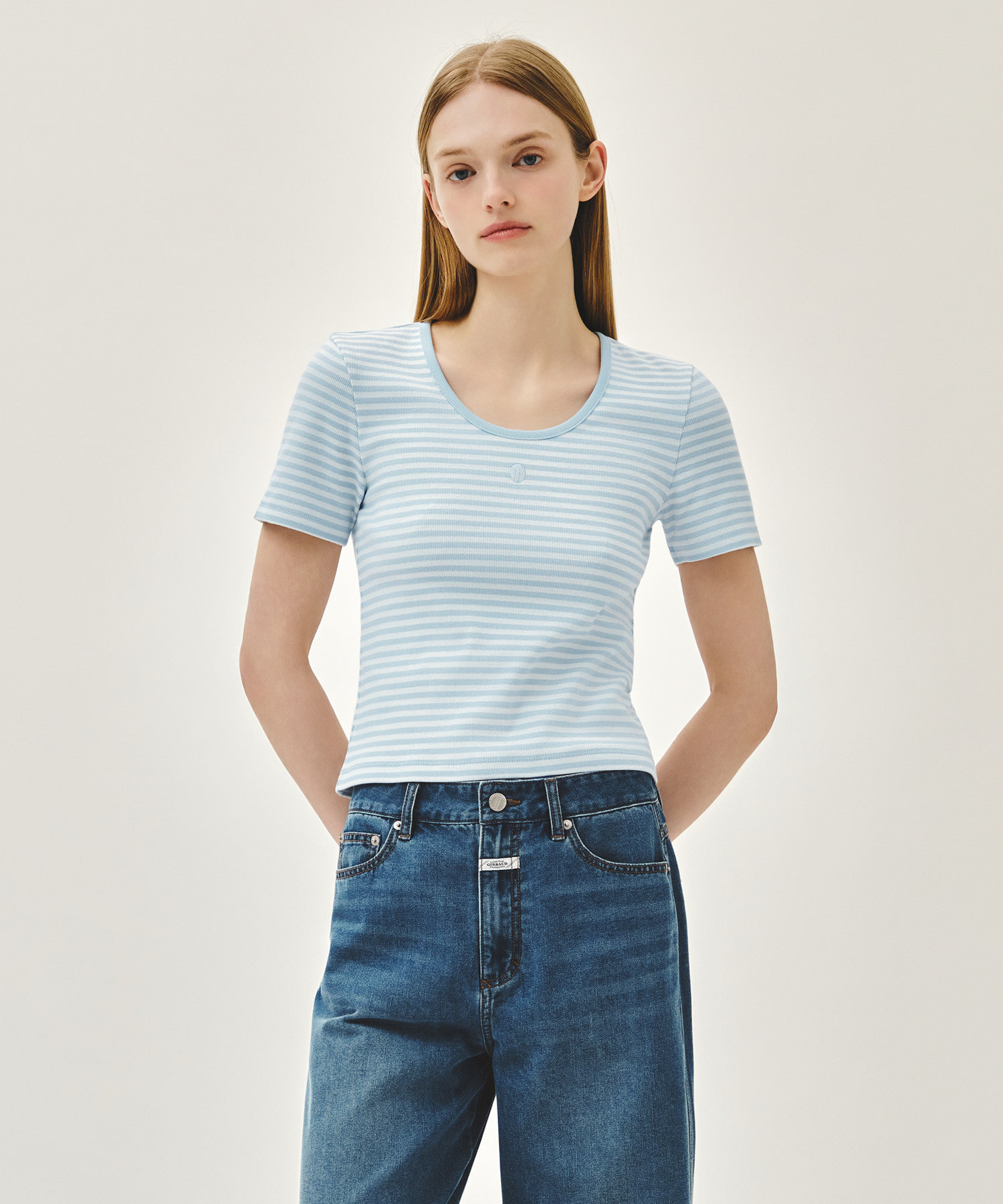 Marithe 063 W DEEP NECK RINGER TEE