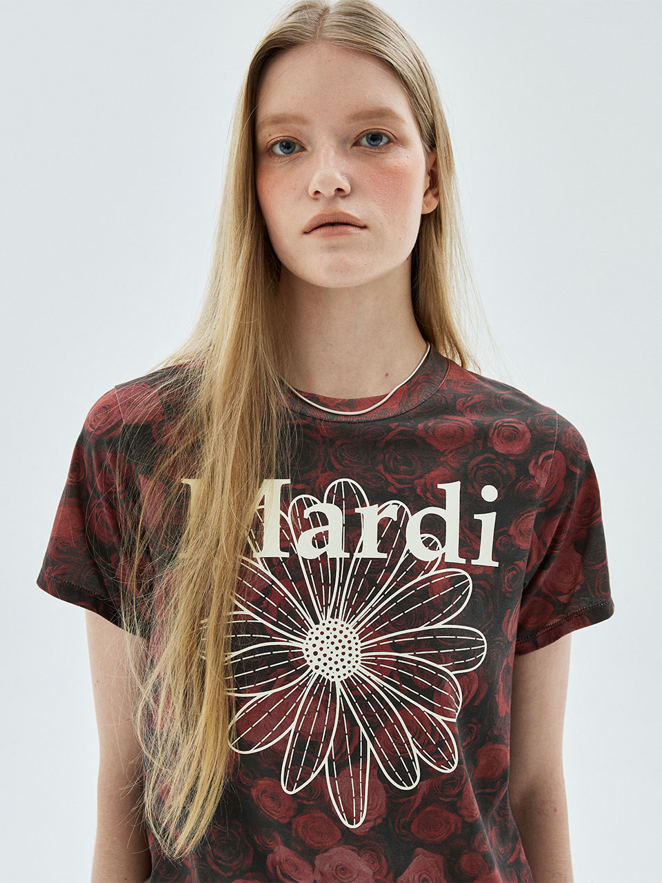 MARDI 104 SLIM TSHIRT FLOWERMARDI FLEUR DE ROSE_RED IVORY