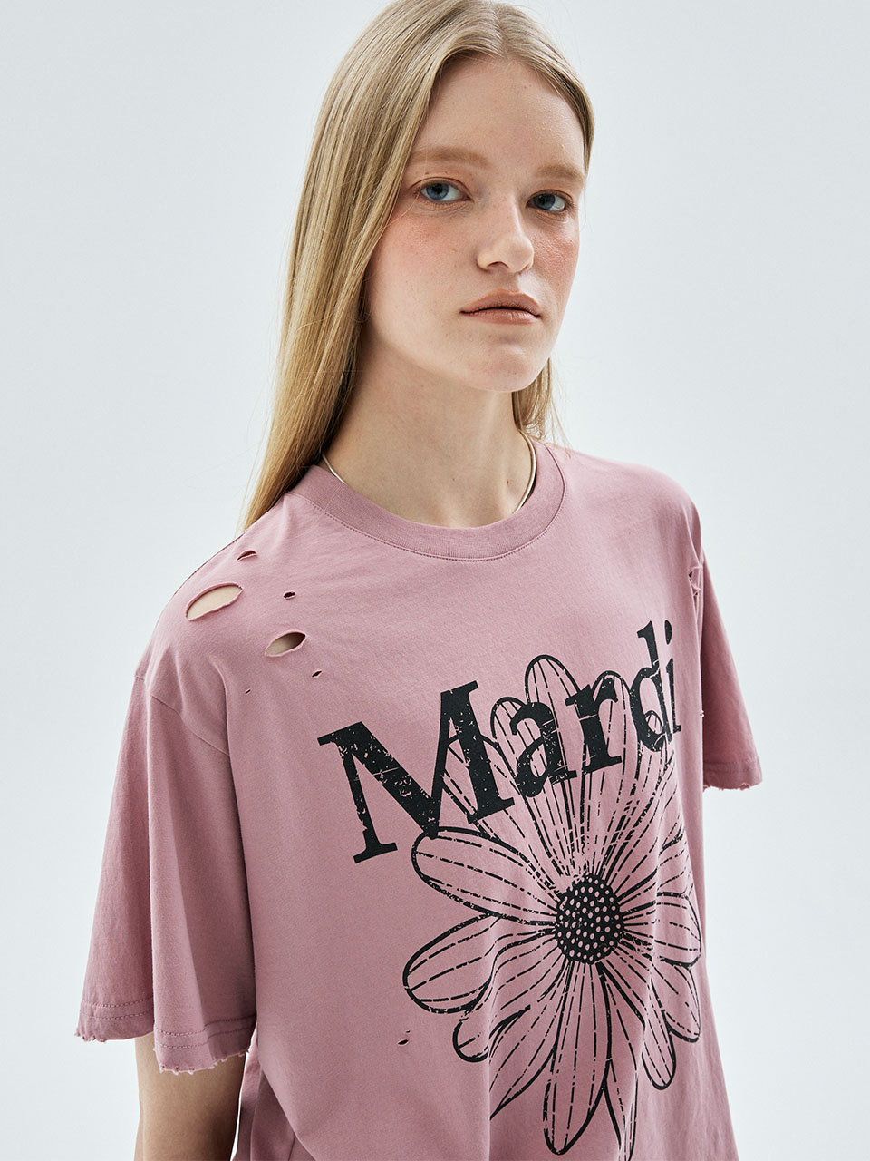 MARDI 101 TSHIRT FLOWERMARDI CRACKED DESTROYED_VINTAGEPINK BLACK